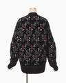 Floral Motif Chenille Knited Top - black