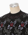 Floral Motif Chenille Knited Top - black