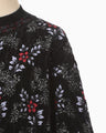 Floral Motif Chenille Knited Top - black
