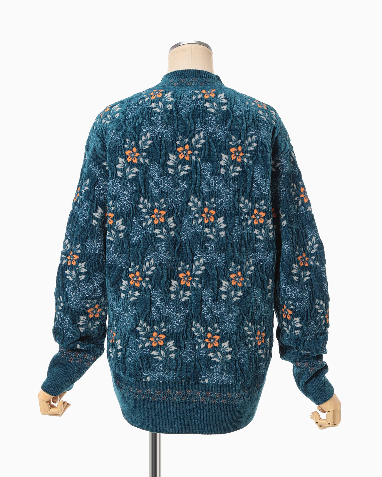 Floral Motif Chenille Knited Top - blue