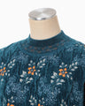 Floral Motif Chenille Knited Top - blue