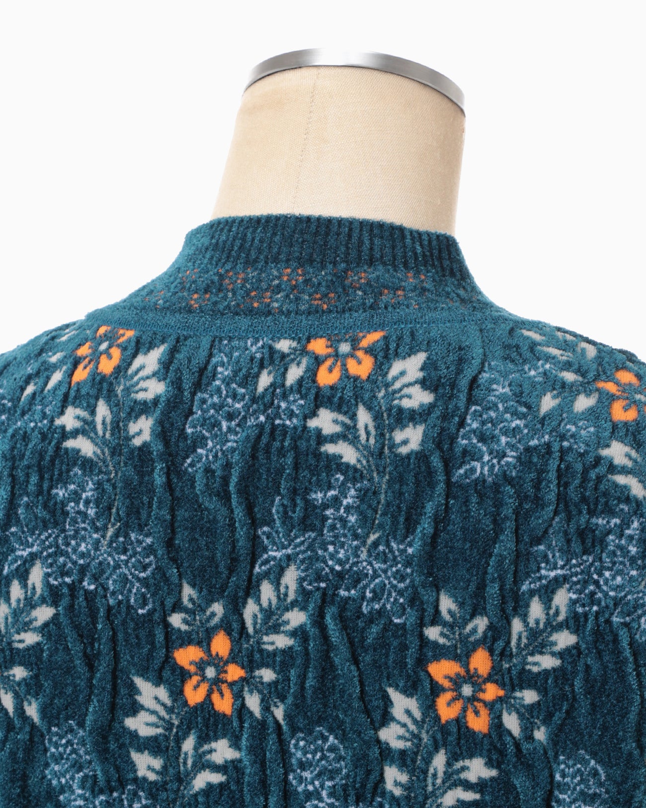 Floral Motif Chenille Knited Top - blue