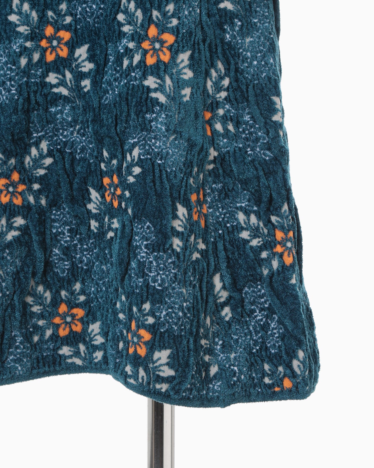 Floral Motif Chenille Knited Skirt - blue