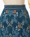 Floral Motif Chenille Knited Skirt - blue