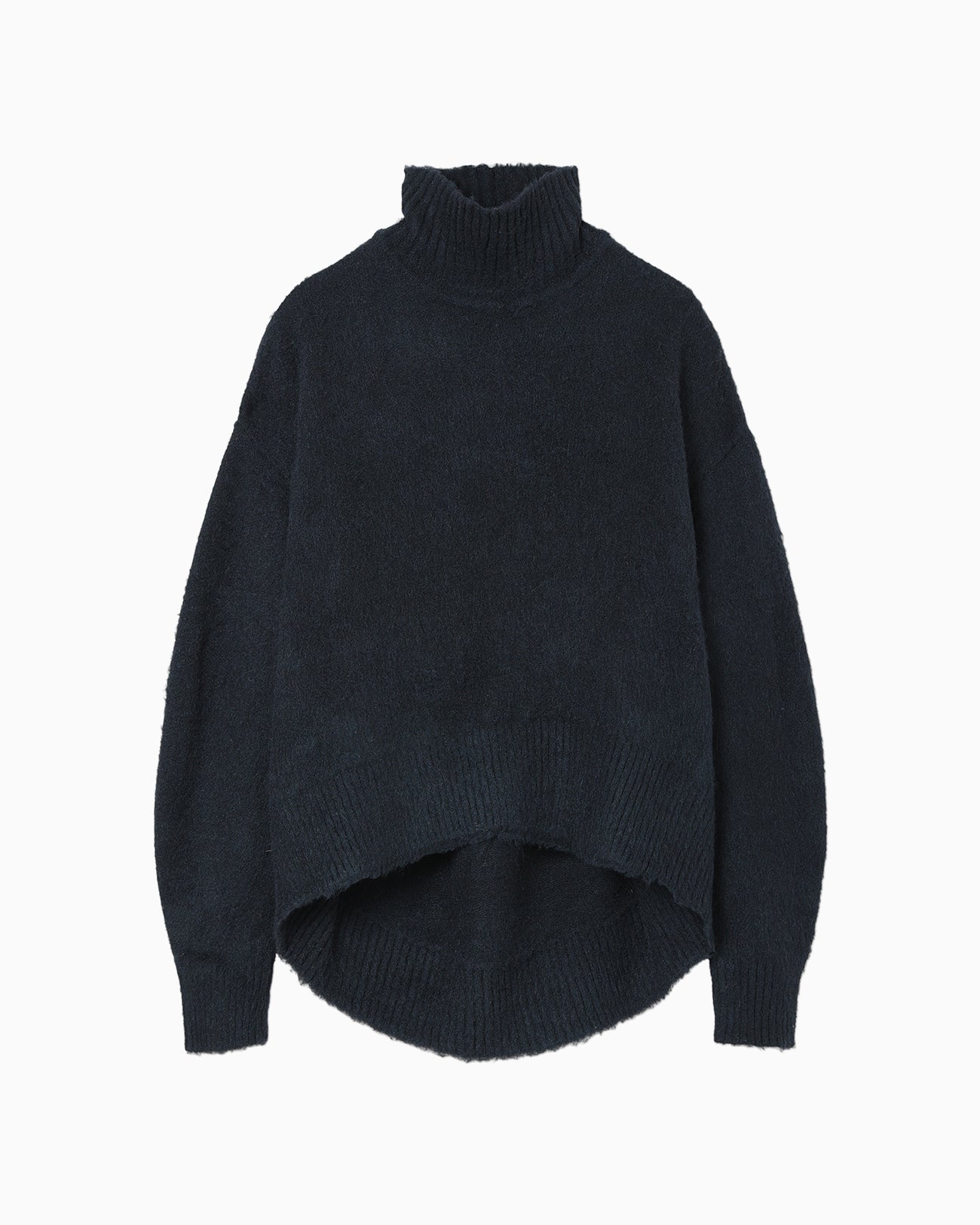 Silk Knited High neck Top - navy