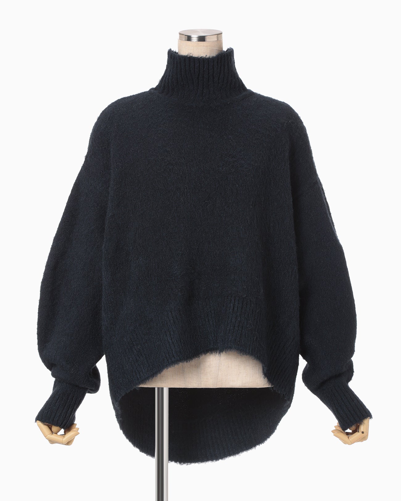 Silk Knited High neck Top - navy