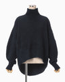 Silk Knited High neck Top - navy
