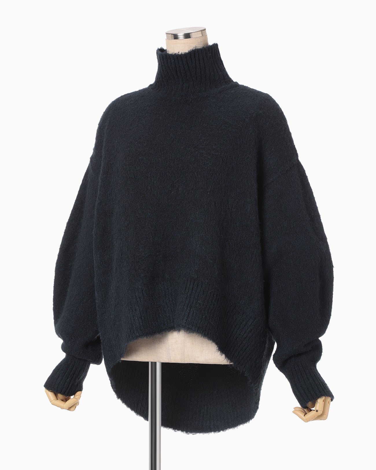 Silk Knited High neck Top - navy
