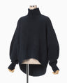 Silk Knited High neck Top - navy