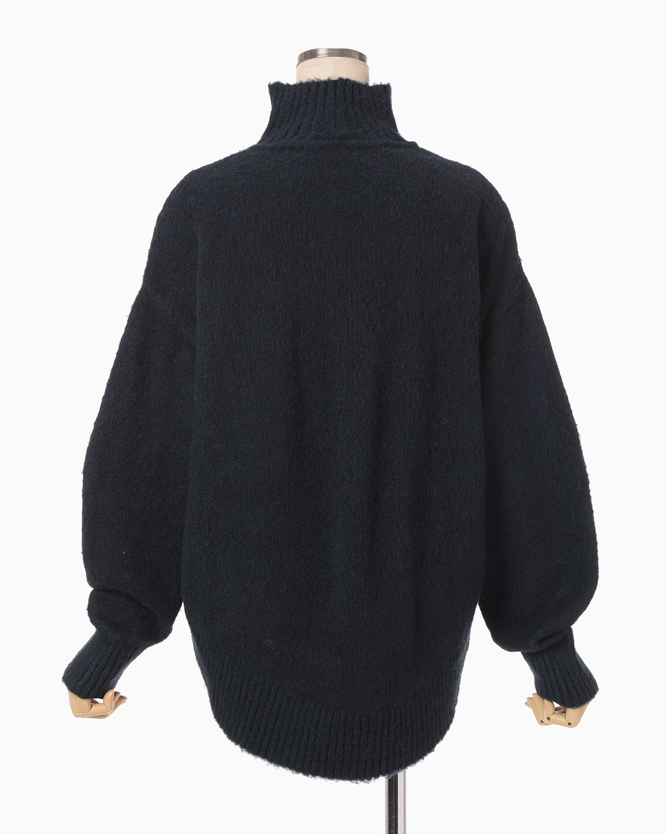Silk Knited High neck Top - navy