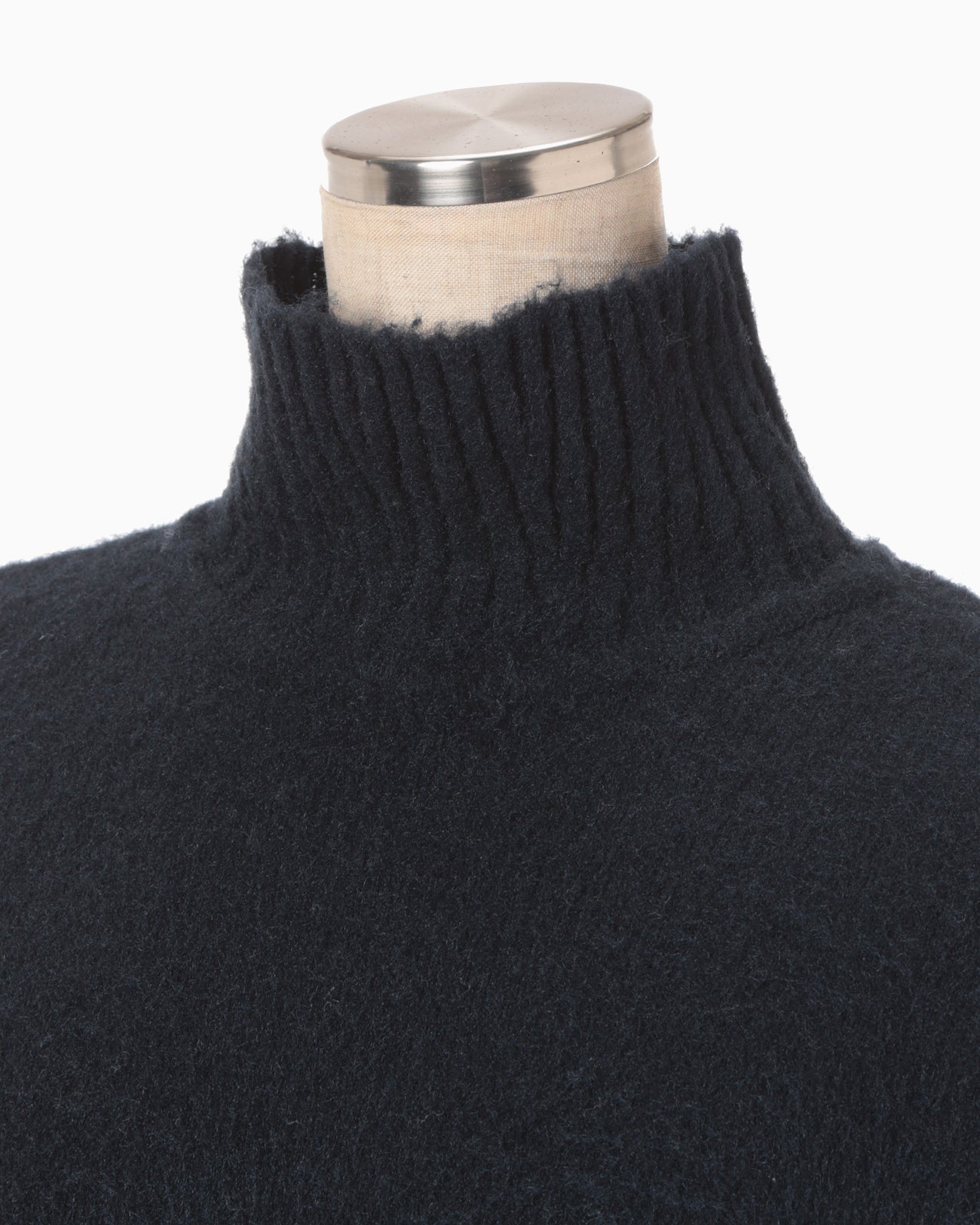 Silk Knited High neck Top - navy