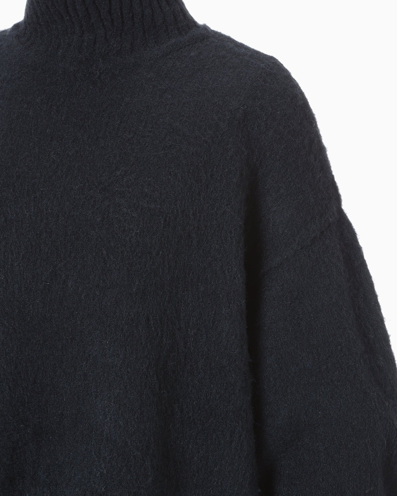 Silk Knited High neck Top - navy