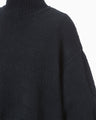 Silk Knited High neck Top - navy