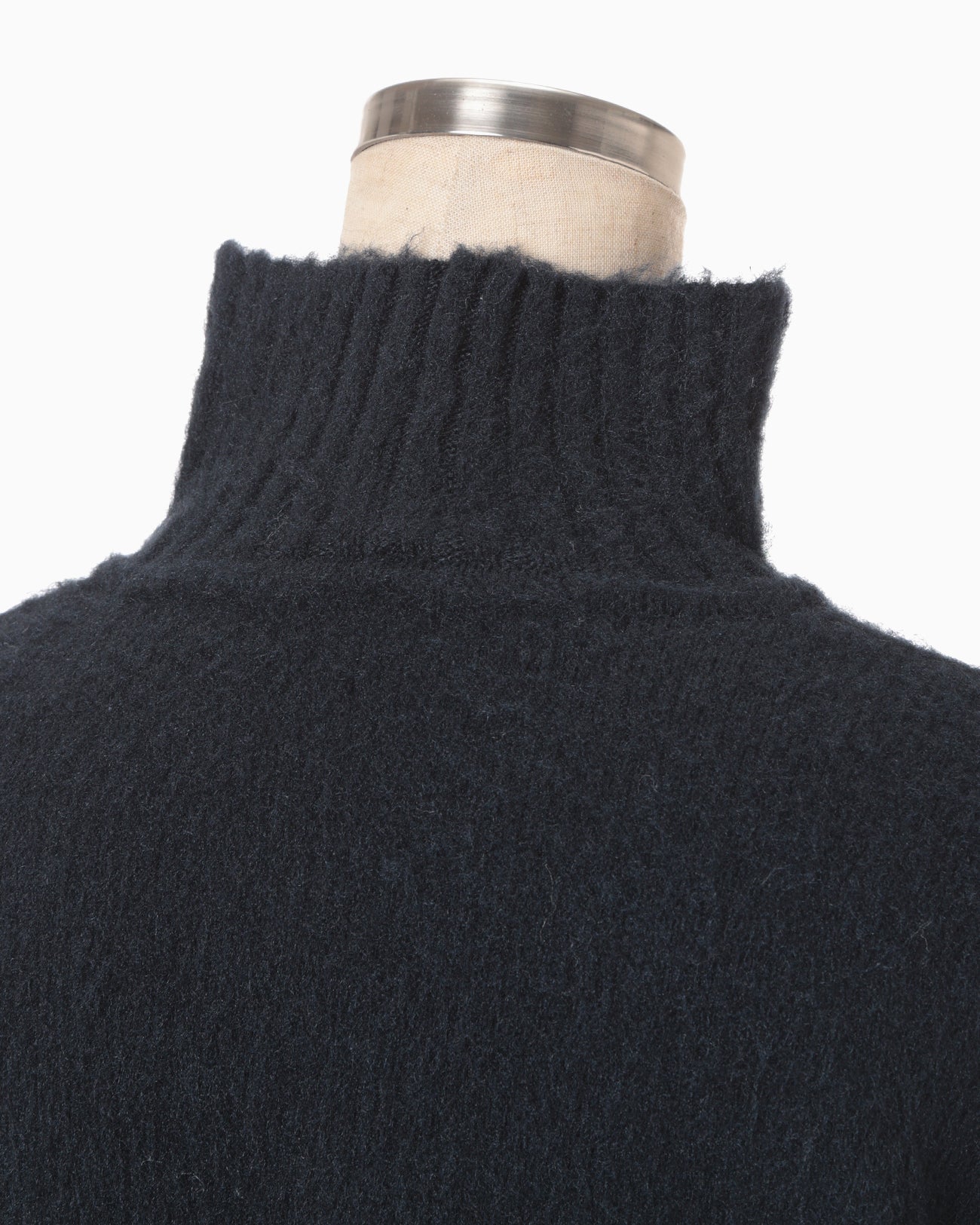 Silk Knited High neck Top - navy