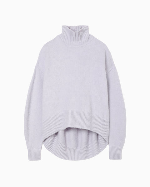 Silk Knited High neck Top - purple