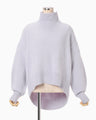 Silk Knited High neck Top - purple
