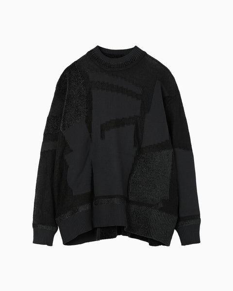 "Katachi" Motif Knited Top - black