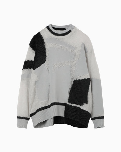 "Katachi" Motif Knited Top - grey