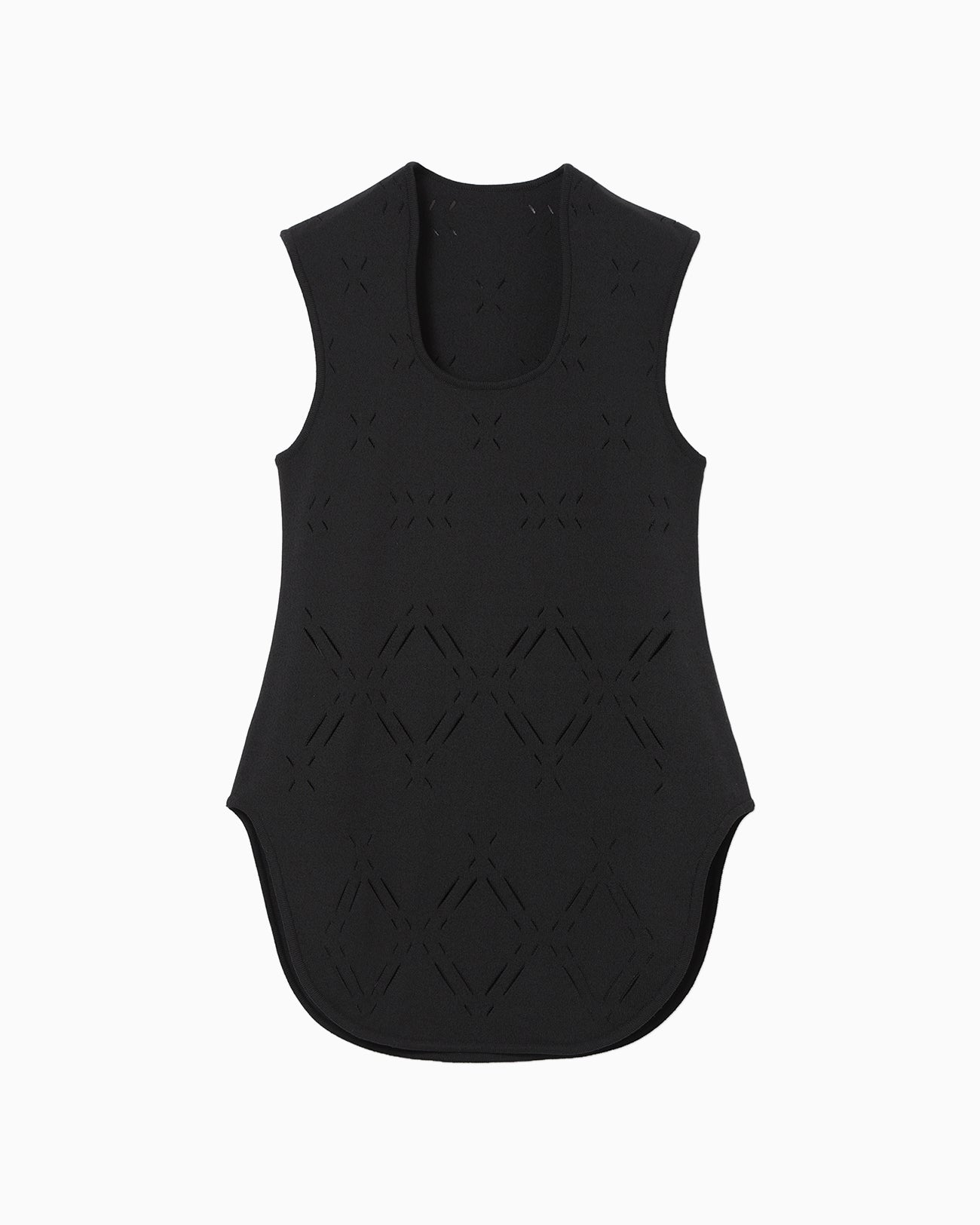 Eyelet Sleeveless Knitted Top - black