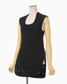 Eyelet Sleeveless Knitted Top - black
