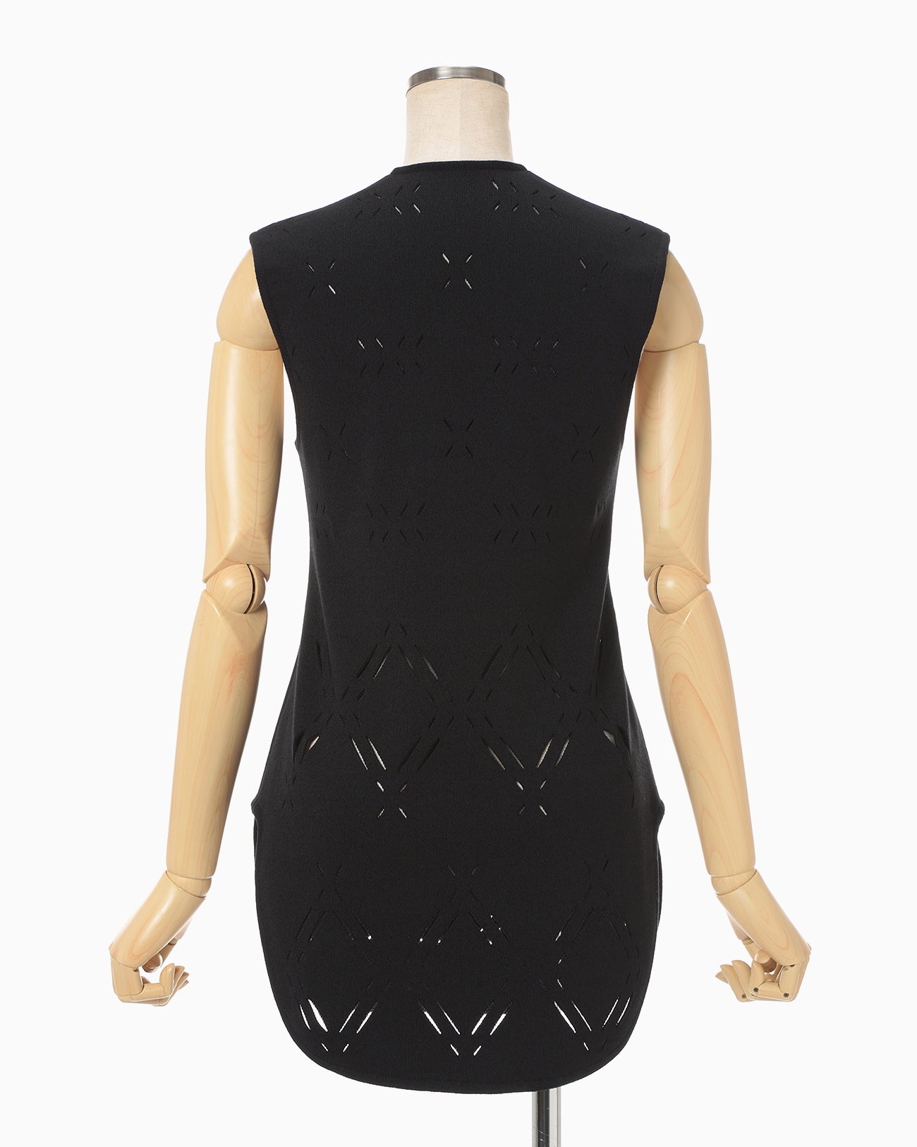 Eyelet Sleeveless Knitted Top - black