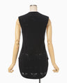 Eyelet Sleeveless Knitted Top - black