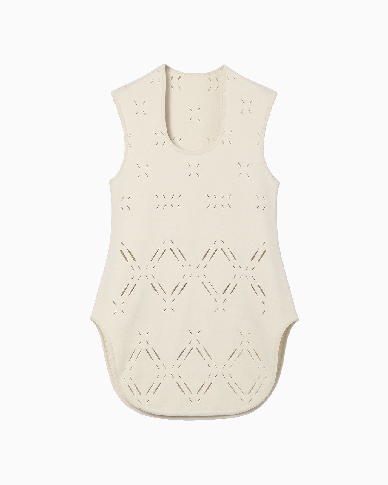 Eyelet Sleeveless Knitted Top - ecru