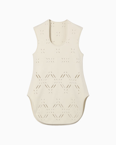 Eyelet Sleeveless Knitted Top - ecru