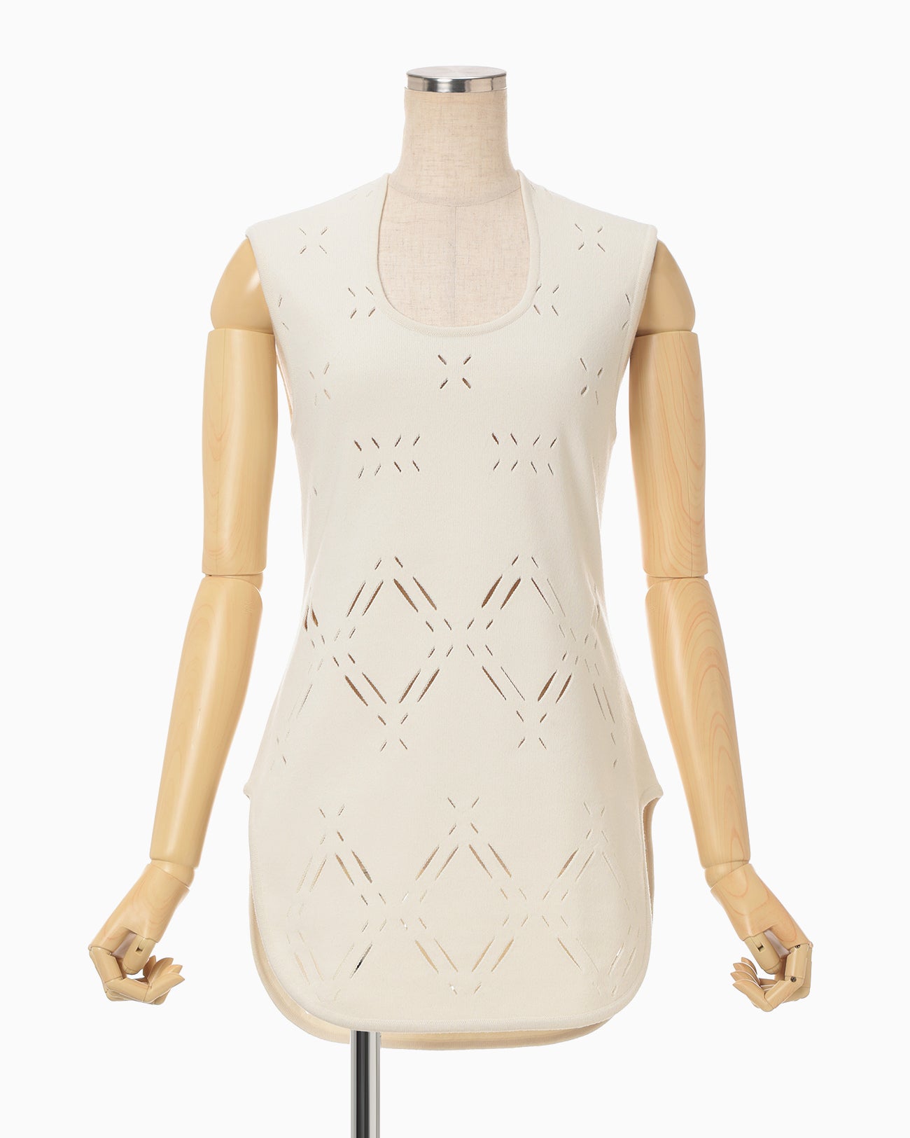 Eyelet Sleeveless Knitted Top - ecru