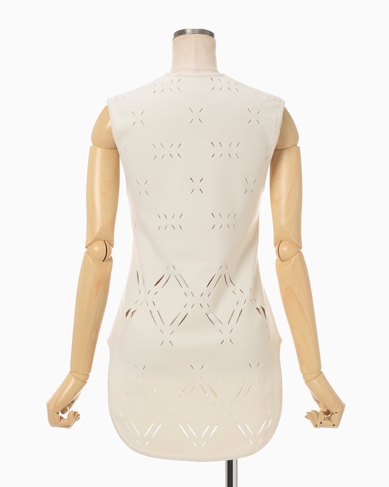 Eyelet Sleeveless Knitted Top - ecru