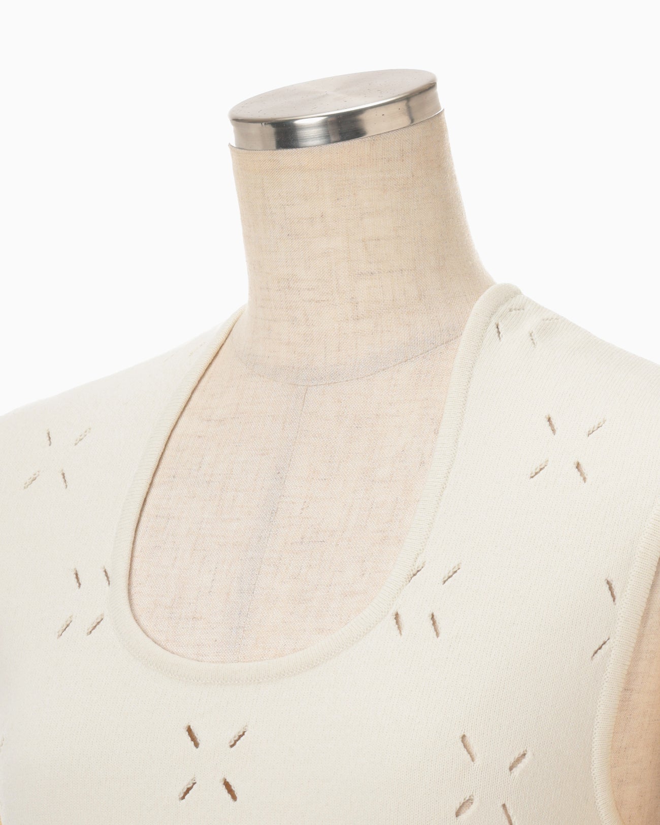 Eyelet Sleeveless Knitted Top - ecru