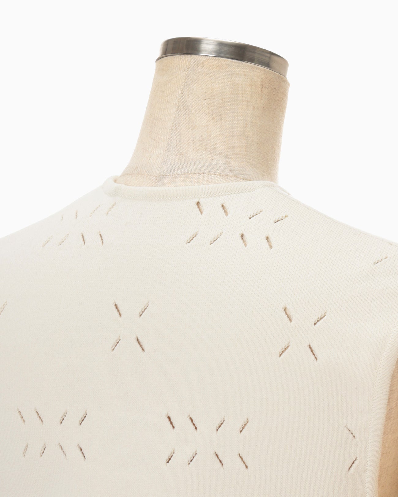 Eyelet Sleeveless Knitted Top - ecru