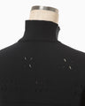 Eyelet High Neck Knitted Top - black