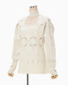 Eyelet High Neck Knitted Top - ecru