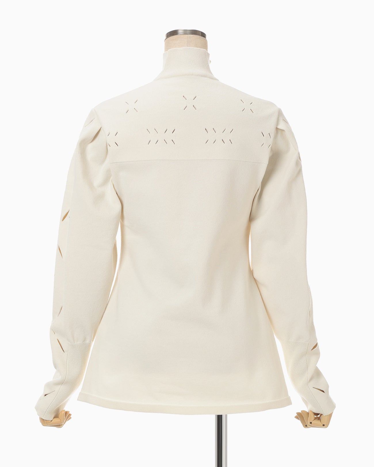 Eyelet High Neck Knitted Top - ecru