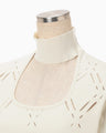 Eyelet High Neck Knitted Top - ecru