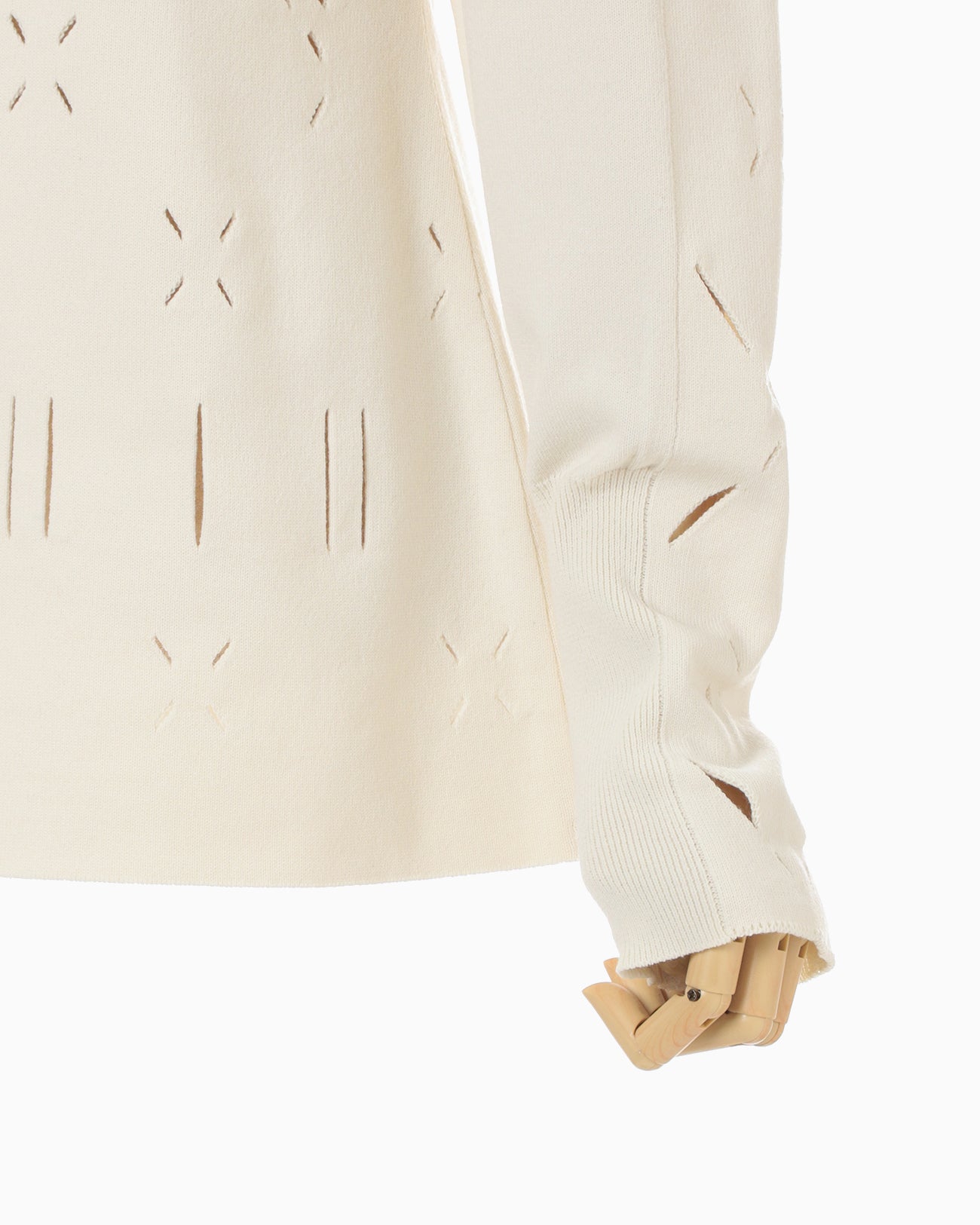 Eyelet High Neck Knitted Top - ecru