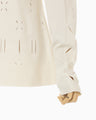 Eyelet High Neck Knitted Top - ecru