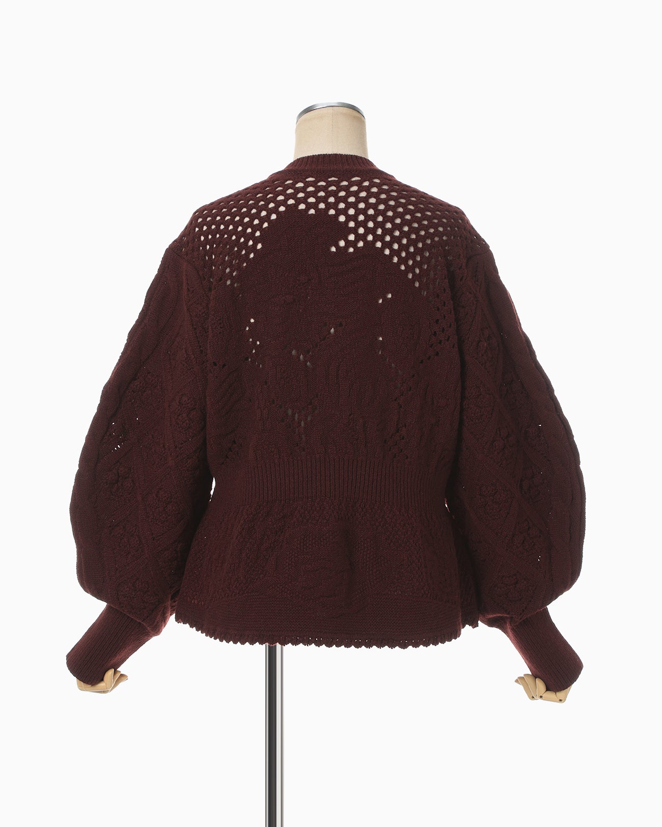 Multi Pattern Low Gauge Knitted Top - bordeaux