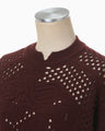 Multi Pattern Low Gauge Knitted Top - bordeaux