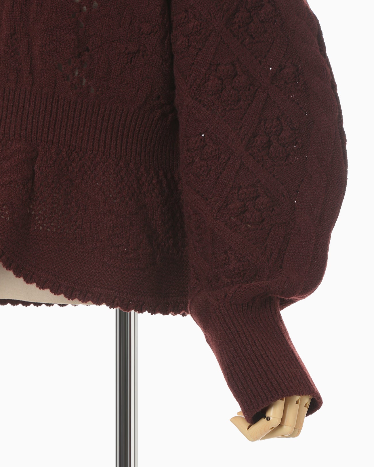 Multi Pattern Low Gauge Knitted Top - bordeaux
