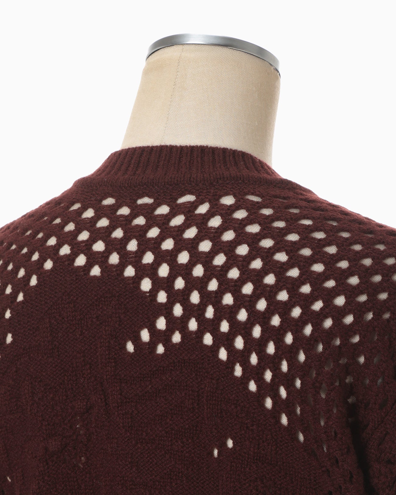 Multi Pattern Low Gauge Knitted Top - bordeaux