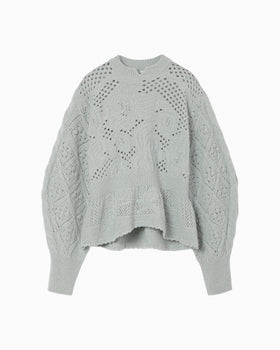Multi Pattern Low Gauge Knitted Top - light blue