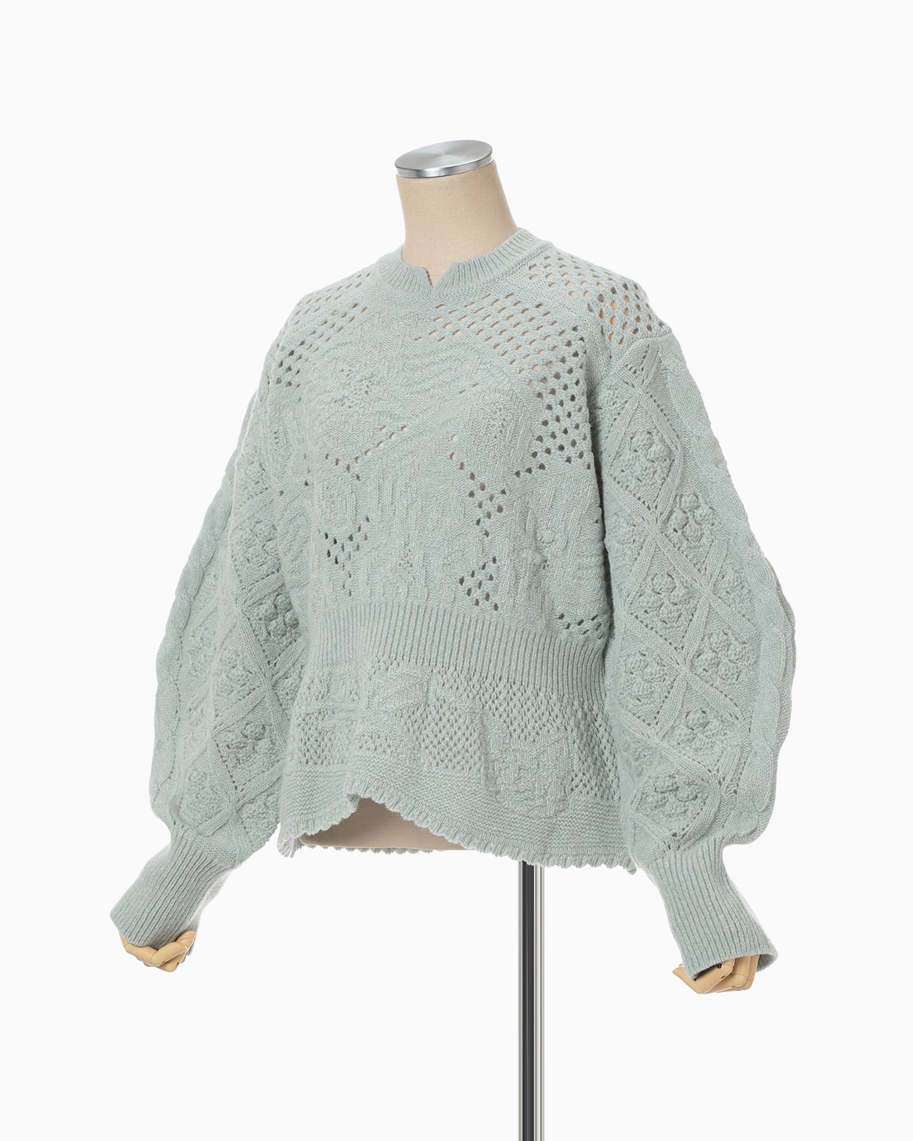 Multi Pattern Low Gauge Knitted Top - light blue
