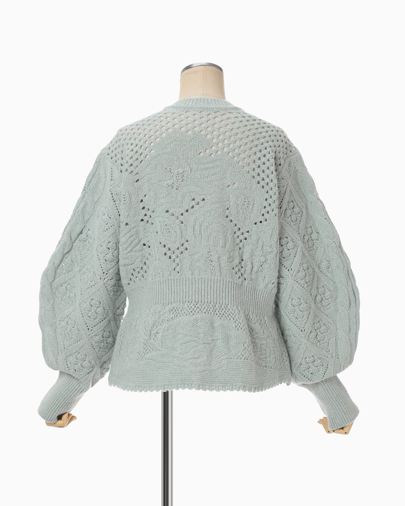 Multi Pattern Low Gauge Knitted Top - light blue