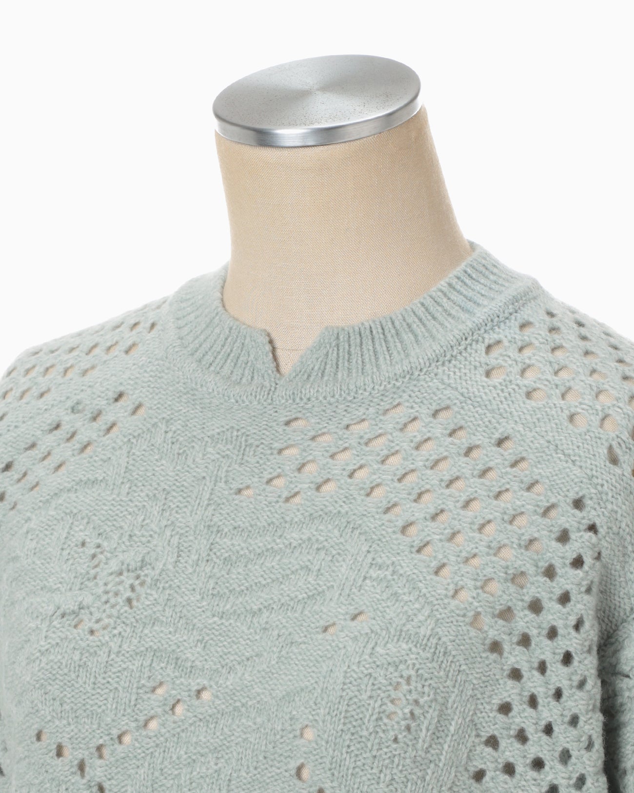 Multi Pattern Low Gauge Knitted Top - light blue