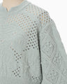 Multi Pattern Low Gauge Knitted Top - light blue