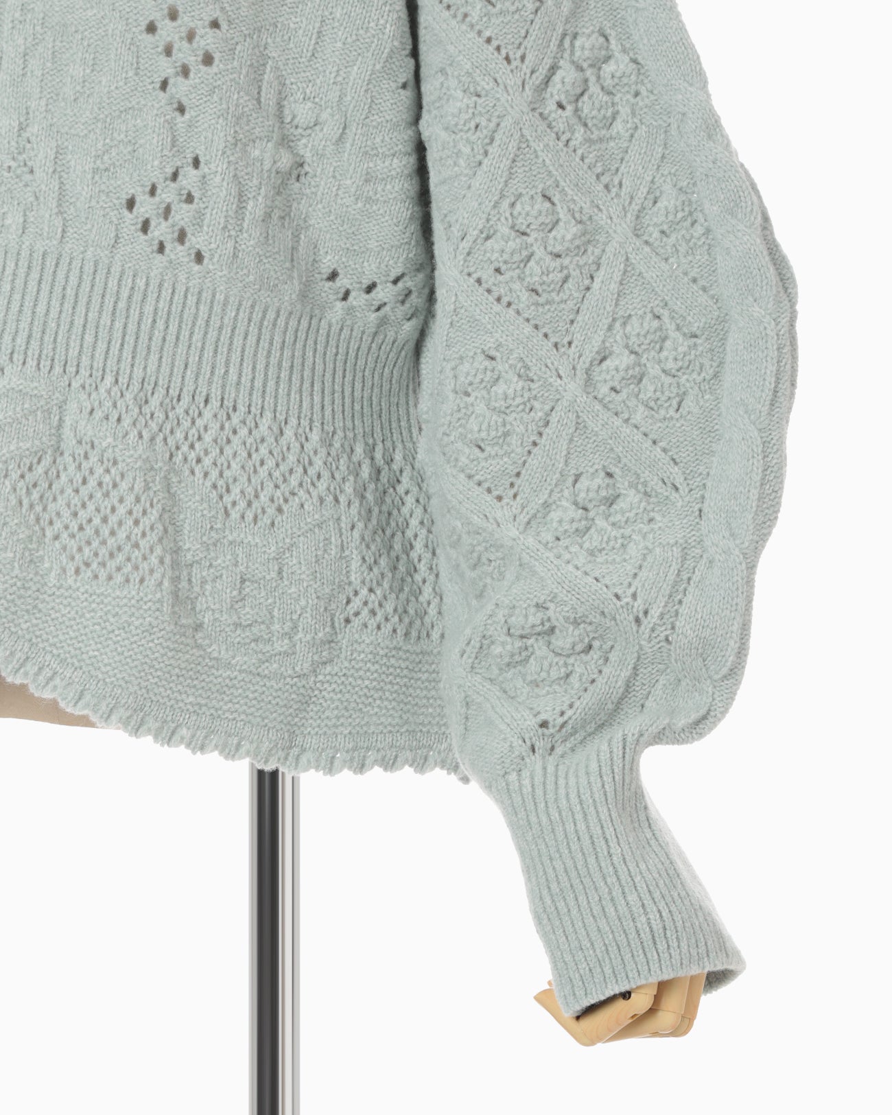 Multi Pattern Low Gauge Knitted Top - light blue