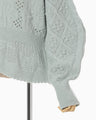 Multi Pattern Low Gauge Knitted Top - light blue