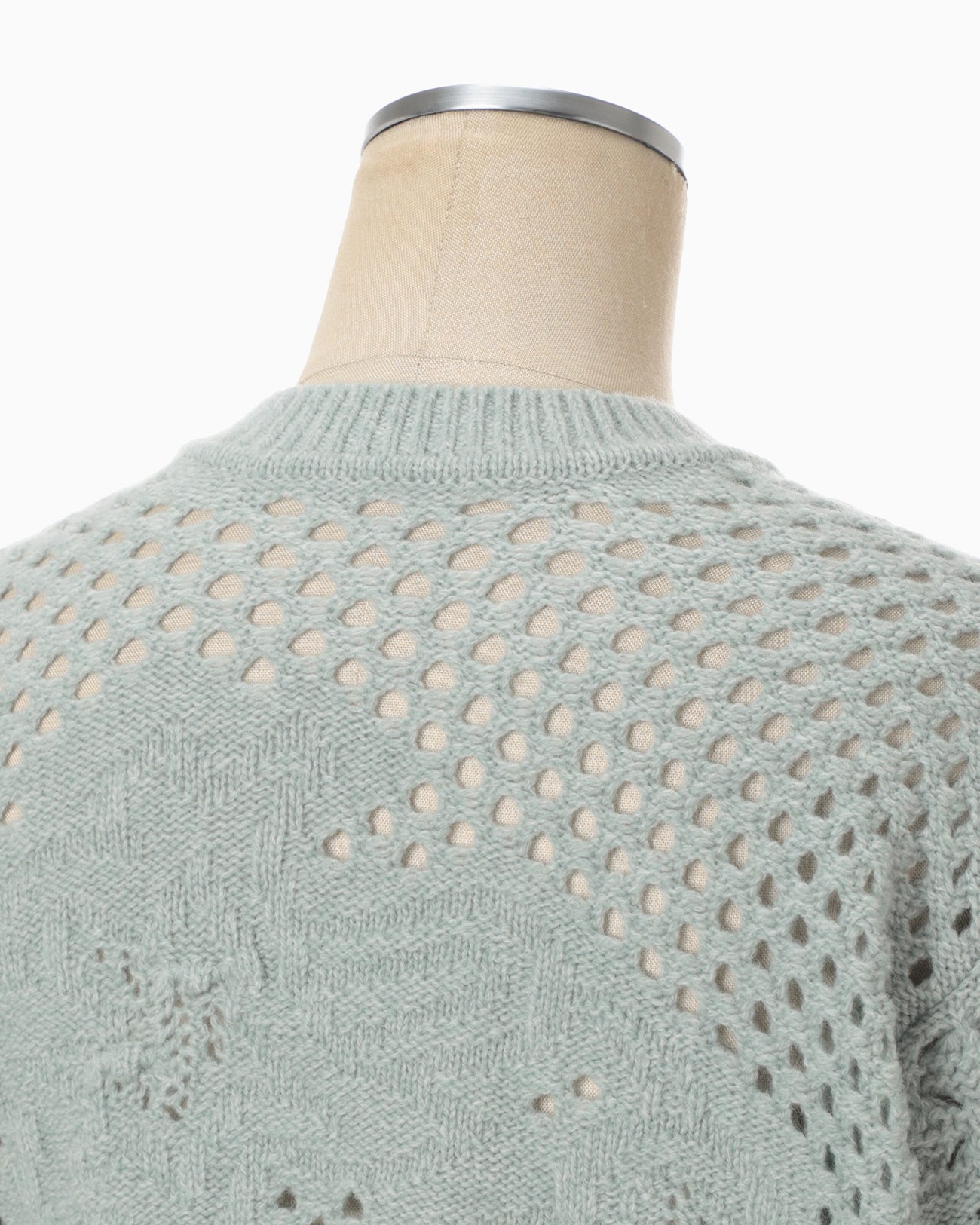 Multi Pattern Low Gauge Knitted Top - light blue